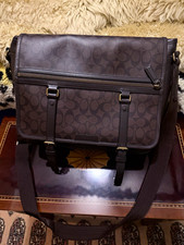 Coach Signature Brown leather and canvas  Messenger Bag Crossbody  