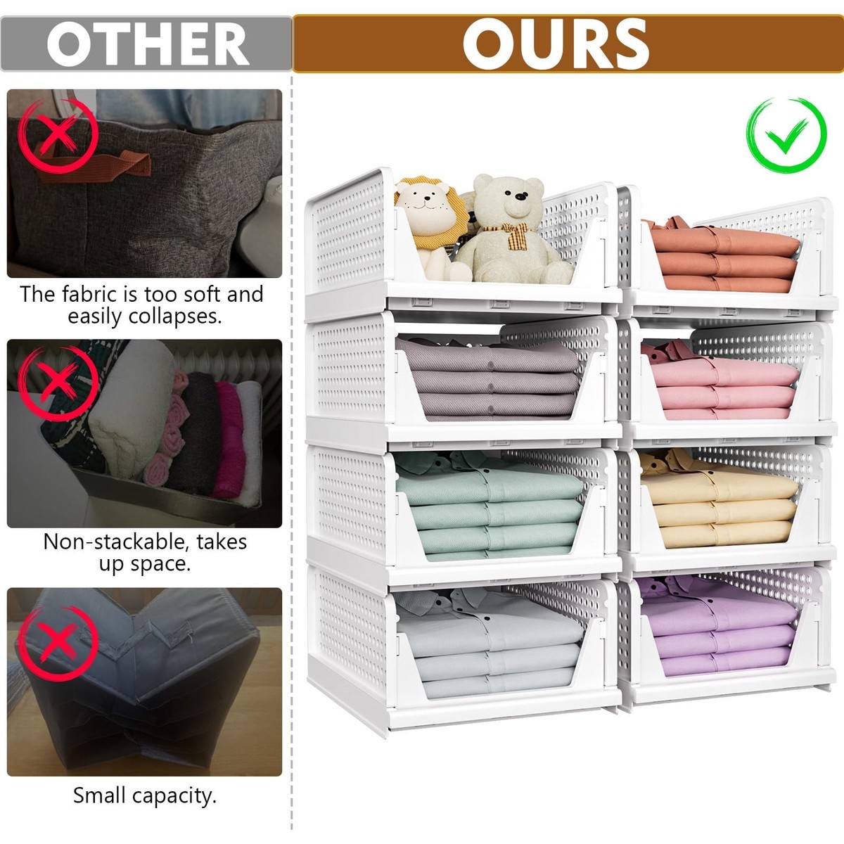 SNSLXH 5 Pack Stackable Closet Organizer Box, Multifunctional & 5