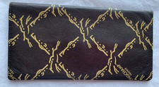 Longchamp horse logo brown leather envelope wallet billfold EUC