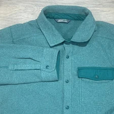 Stio Turpin Mens Large Fleece Snap Button Shirt Men Green Camping Outdoor