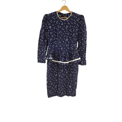 Vintage 80's Women's R&D Size 12 Blue and White Ruffle Layer Dress 
