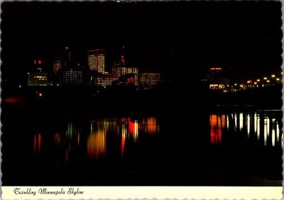 Vintage Twinkling Minneapolis Skyline Postcard