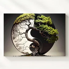 Yin-Yang Trees Canvassymbolic Balance & Harmony Nature Wall Art