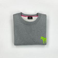 Herren hellgrau PS Paul Smith Sweatshirt klein Zebra Logo Rundhalsausschnitt Bio A/B