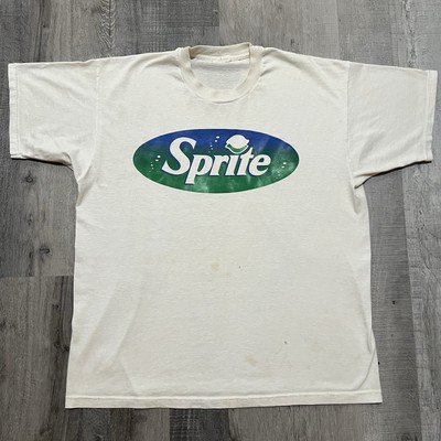 VTG Sprite Soda Pop Beverage Snack T Shirt 90s Basic Logo White Mens T Shirt