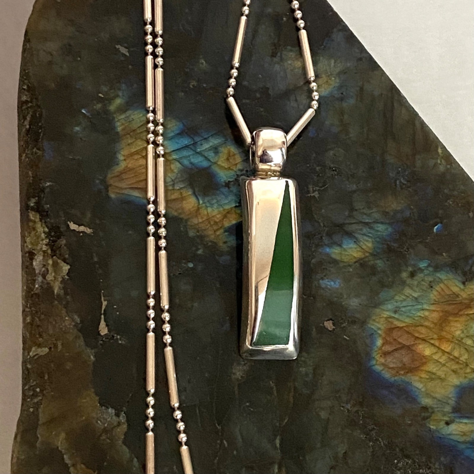 Sterling Silver 925 Rectangular Curved Malachite … - image 11