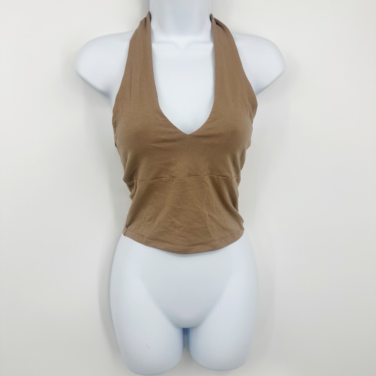 Hollister Brown Halter Top Size Small V Neck Boho Festival