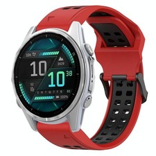 For Garmin Fenix 8 AMOLED 43mm Two Tone Silicone Strap with Inver Buckle