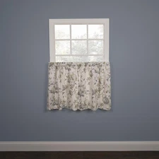 Ellis Curtain Abigail Window Rod Pocket Pair Set With 2 Tiers 56"x36" Porcelain