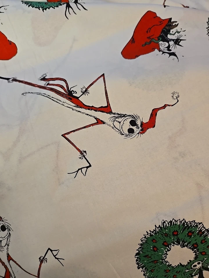 DISNEY NIGHTMARE BEFORE CHRISTMAS JACK SALLY FABRIC Cotton 2+ Yards X 44" Skull - Image 3 of 4