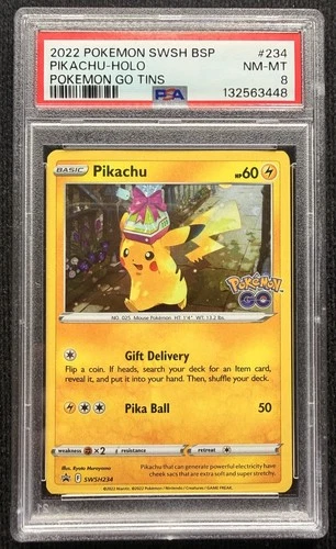 2022 Pokemon TCG SWSH Black Star Promo Pokemon Go Tins Pikachu-Holo #234 PSA 8
