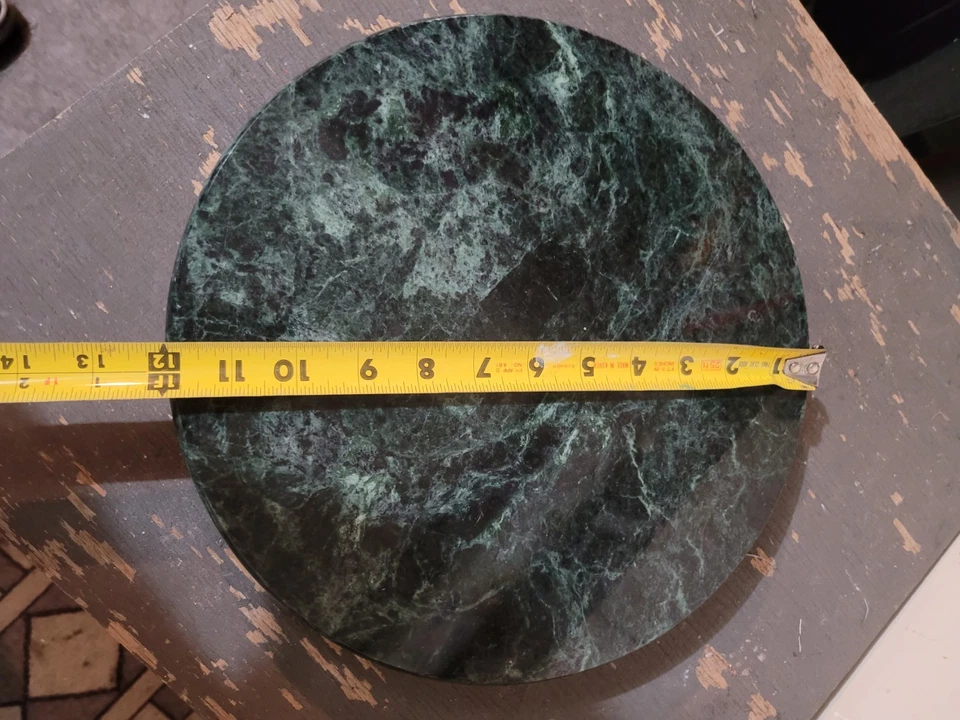 12" Vintage Green Natural Polished Marble Lazy Susan - Image 3 of 3