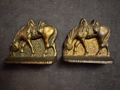 Horse Saddle Cast Metal Bookends Pair Bronze Tone Western Equestrian Decor Ranch