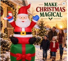 6FT Christmas Inflatable Santa Claus Outdoor Decoration Blow Up Santa Sitting on