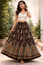 Rayon Long Skirt with Sequin Work Traditional Indian Women/Girls