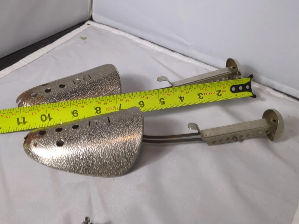 1950s USA 2 Vintage EKCO Hammered Metal Shoe Trees Shaper Stretcher Adjustable - Image 2 of 4