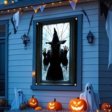 Witch Window Clings - Large Halloween Decorations for Indoor and Outdoor Use