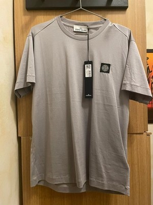 Stone Island T-Shirt Mercerised Cotton Logo Patch Dust Gray 24113 V0064 M Neu
