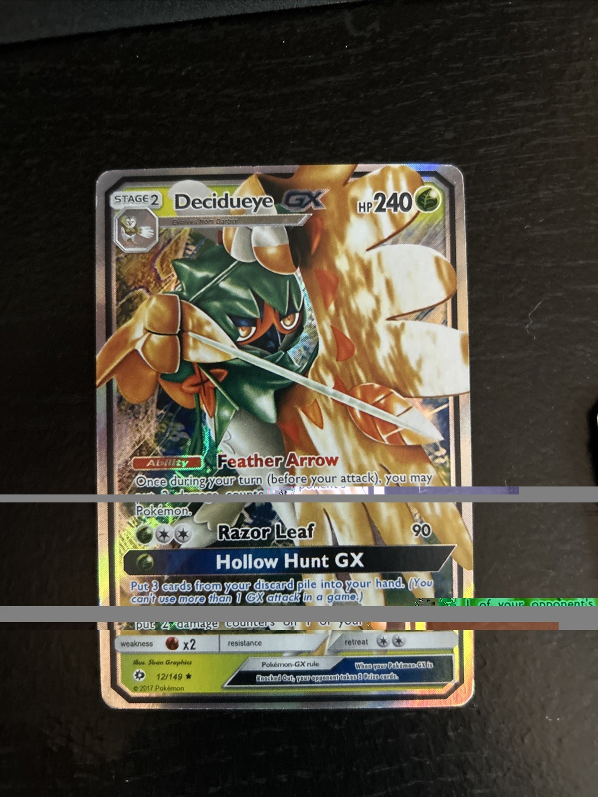 Pokemon 2017 Sun & Moon Decidueye-GX 12/149 Rare Holo GX Full Art