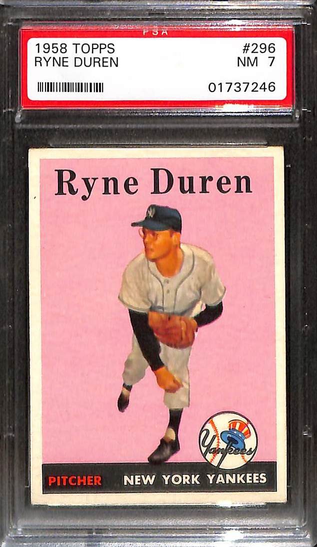 1958 TOPPS #296 Ryne Duren PSA 7 NM 01737246 