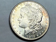 1878-S Morgan U.S. silver dollar. Satiny white BU. #q1