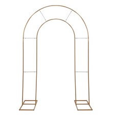 8 ft Gold Double Round Top Metal Floral Display Frame Arch Backdrop Stand Party