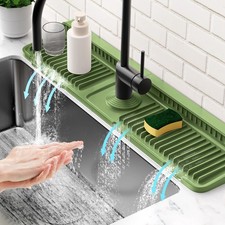 24'' Longer Faucet Mat for Kitchen Sink Splash Guard 7  Slope Fast Self-drain...