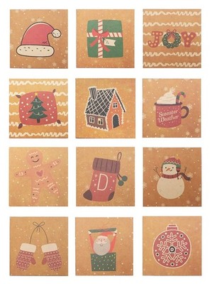 24 Pack Mini Size Merry Christmas Greeting Cards & Envelopes, 3.3'' x 3.3'' Siz...