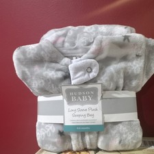 Hudson Baby Long Sleeve Plush Sleeping Bag Gray Polyester 0-6 Months Unisex