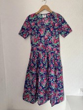 Ladies Vintage Nightingales Multicoloured Floral Tea Dress Cotton Fits UK 8/10