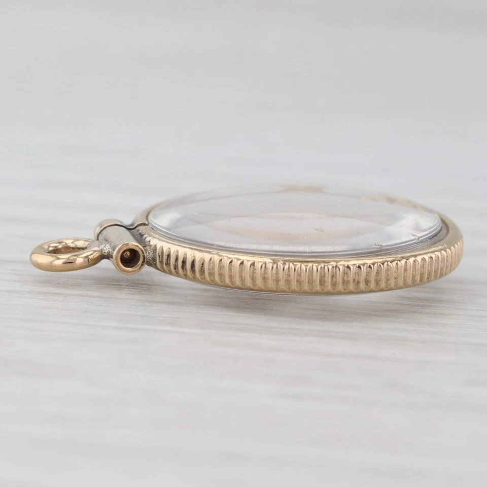 19k Gold Nugget in Glass Pendant Yellow Gold Filled Vintage Charm - Image 3 of 4