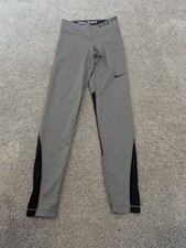 Nike Pro Leggings Womens S Gray Compression Tight Fit Mesh Dri-Fit Mid-Rise