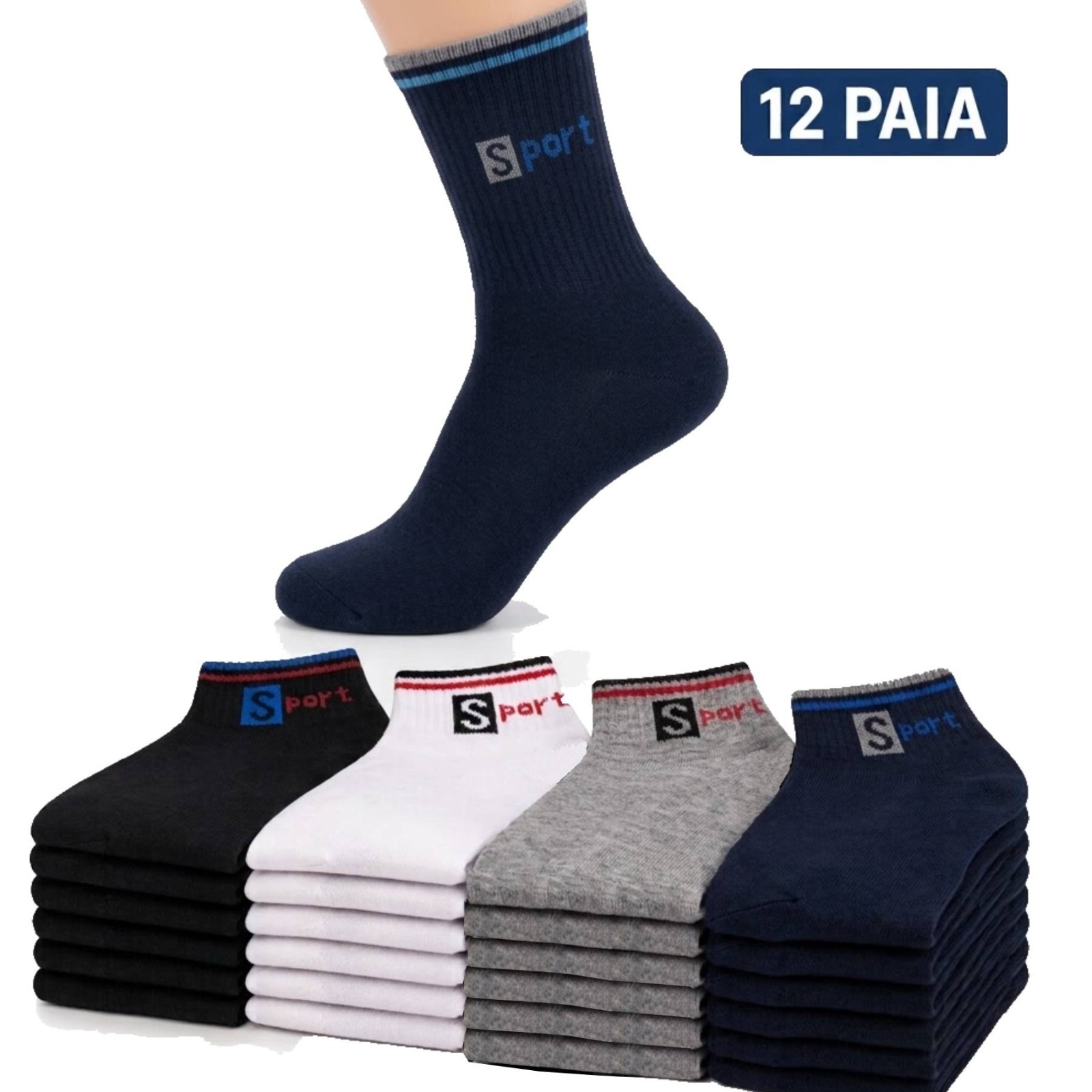 Generic Men's Short Sports Socks, 12 Pairs