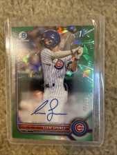 2022 Bowman Chrome Autographs Liam Spence #CPA-LS Green Refractor /99 (AU, RC)