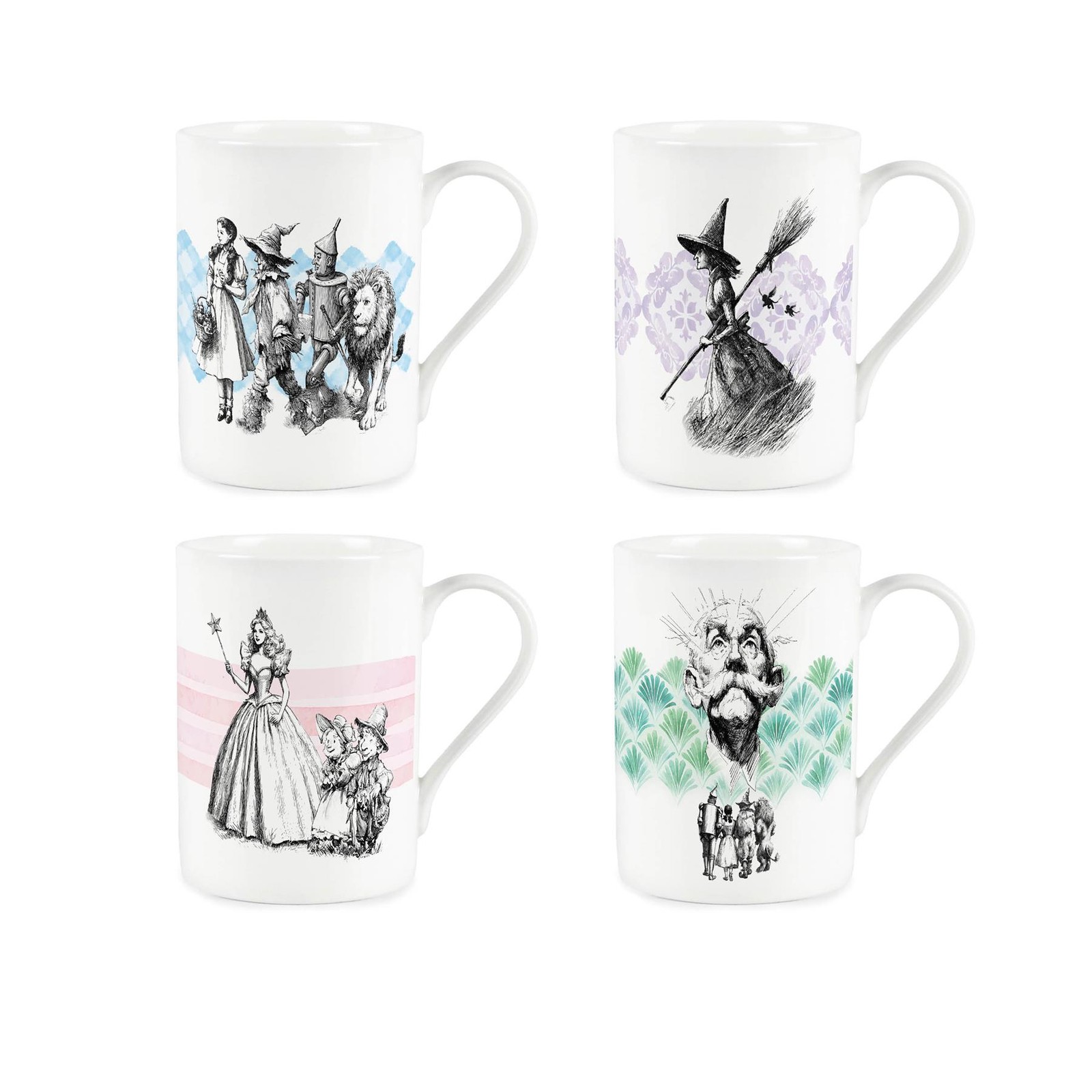 Wizard of Oz Mugs Set - Emerald City Wicked Witch Dorothy Bone China Cups Gift