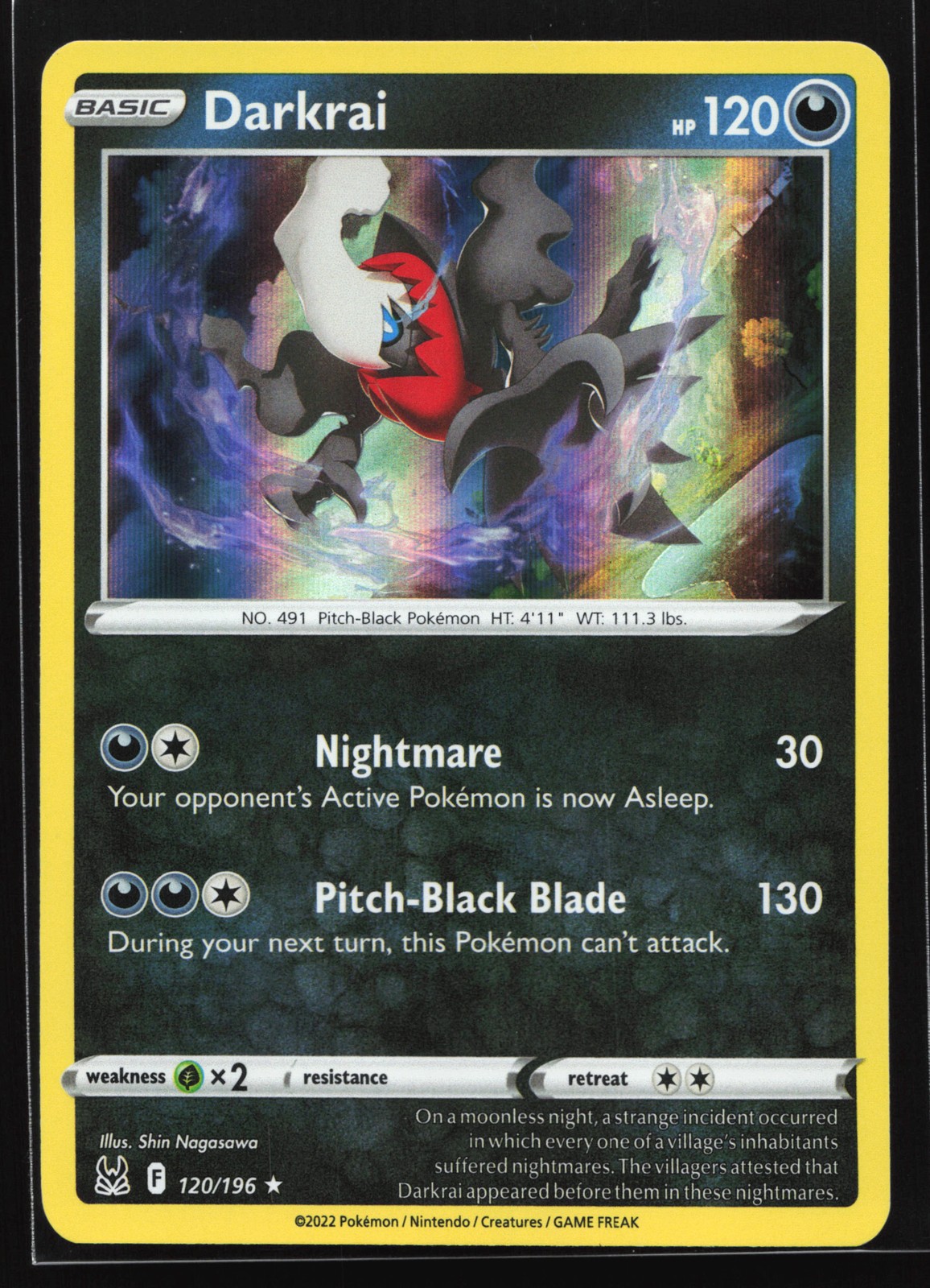 Darkrai 120/196 SWSH11: Lost Origin Holo Rare Pokemon Card