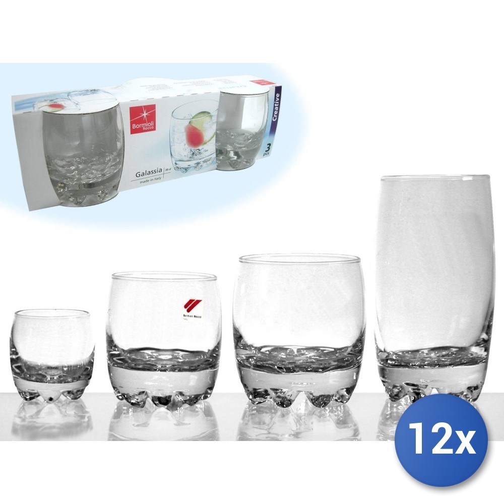 12x Packungen 3 Glasgläser Galaxie Wasser 30 cl transparent Bormioli