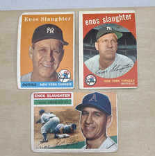 1950s Topps MLB Baseball Trading Card Lot Enos Slaughter Yankees Athletics x3
