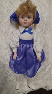 Vintage Porcelain Doll with White/Blue dress