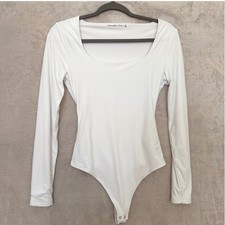Abercrombie Fitch White Square Neck Long Sleeve Bodysuit Women's Small