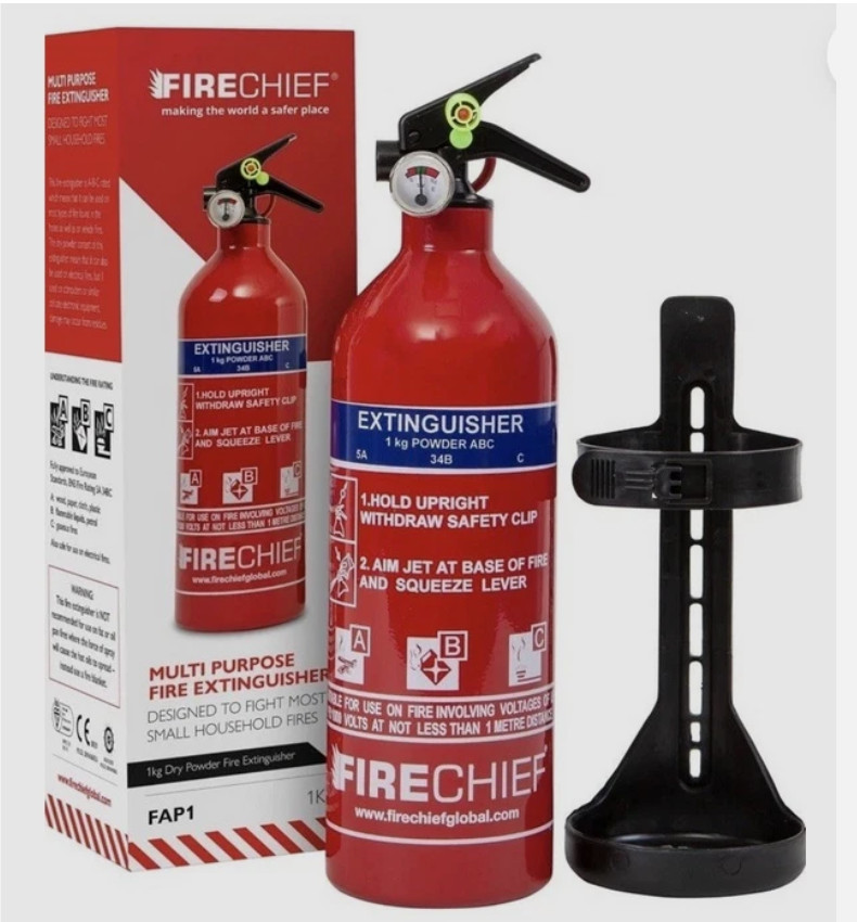 Firechief Multi Purpose Powder Fire Extinguisher Ready to Use FAP1 1kg ABC
