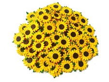 Set of 50 Yellow Sunflower Paper Flowers, Size 0.55 inches, Craft Supplies, W...