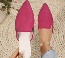 Women's Flat Slip-On Shoes with Pointed Toe - Vibrant Magenta, Size 39(6)