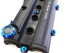 VMS BLUE ENGINE DRESS UP KIT B20 BILLET VALVE COVER WASHER SEALS NUTS OIL CAP