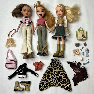 Vintage 3 Bratz Dolls, Clothes, And Accessories 2001 MGA Originals Girls Toys