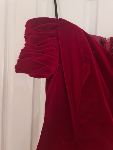 Dress red burgundy velvet size 8 strapless formal Purple Patch vintage - Picture 4 of 12