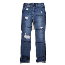 Hollister High Rise Super Skinny Jeans Distressed Denim Raw Hem Bottoms Size 3 S