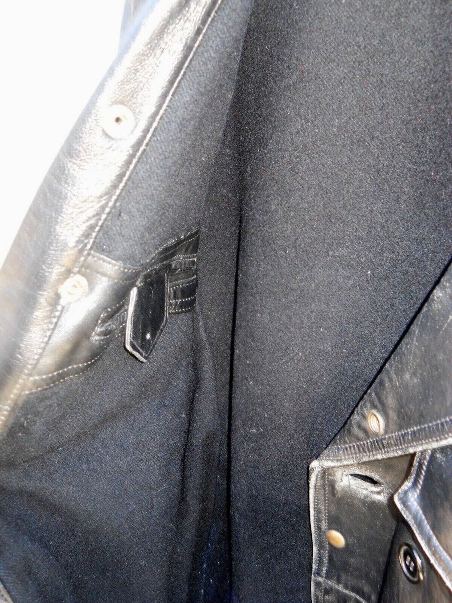 VINTAGE 60'S MEN'S BLACK HEAVY BUTTON LEATHER SPORT COAT SZ XLG