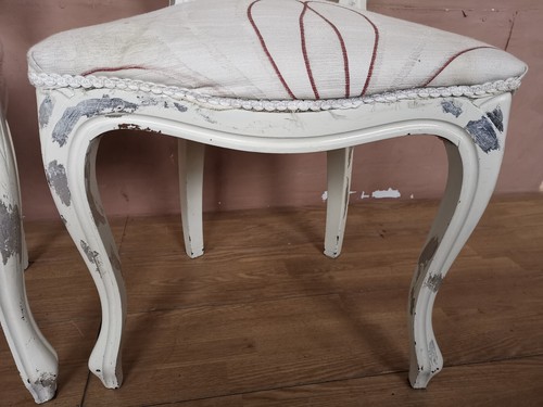 COPPIA POLTRONCINE LACCATE IN BIANCO INTEGRE E ORIGINALI EPOCA 900' - Foto 7 di 12
