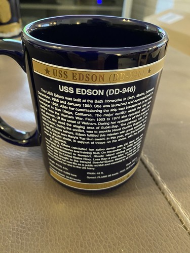 USS Edison Blue and Gold Large Commemorative Mug - Mint Condition - Picture 2 of 4
